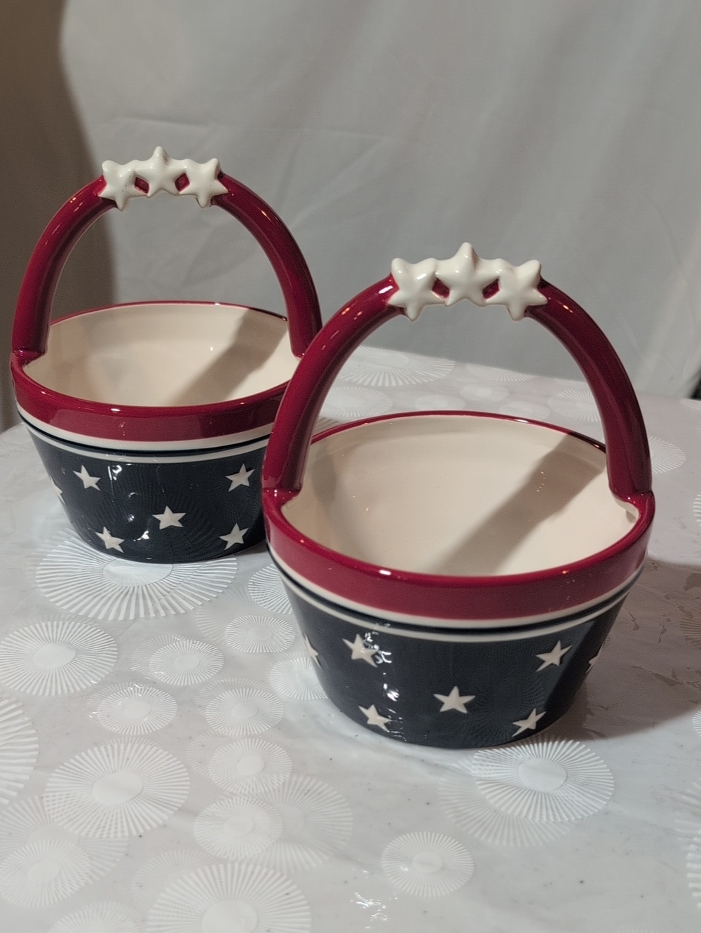 Kohl's Patriotic Ceramic Baskets in Navy, White & Red - Set of 2